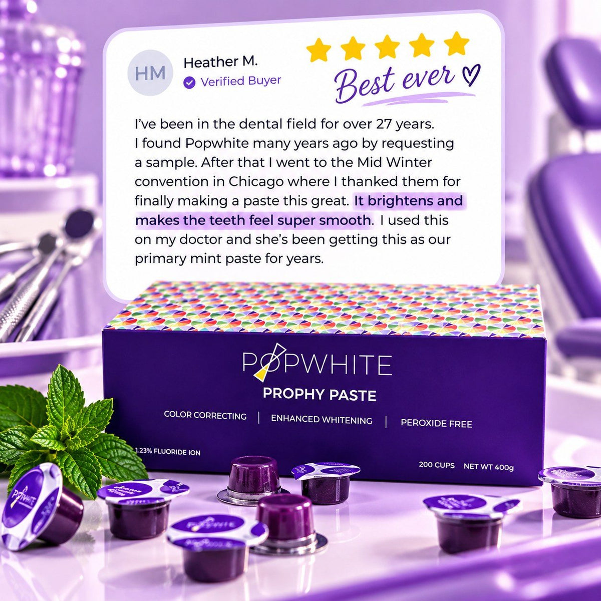 Whitening Prophy Paste FINE Mint Box of 200 Cups