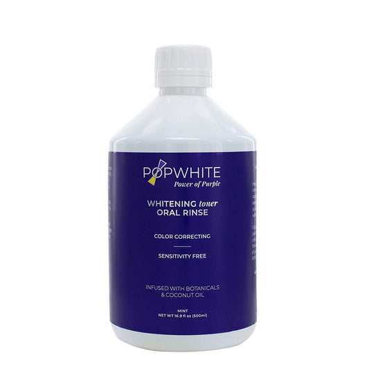 POPWHITE 2-in-1 Teeth Whitener + Oral Rinse. All Natural. No Peroxide, charcoal, fluoride, sulfate, sensitivity. PETA. Made in USA